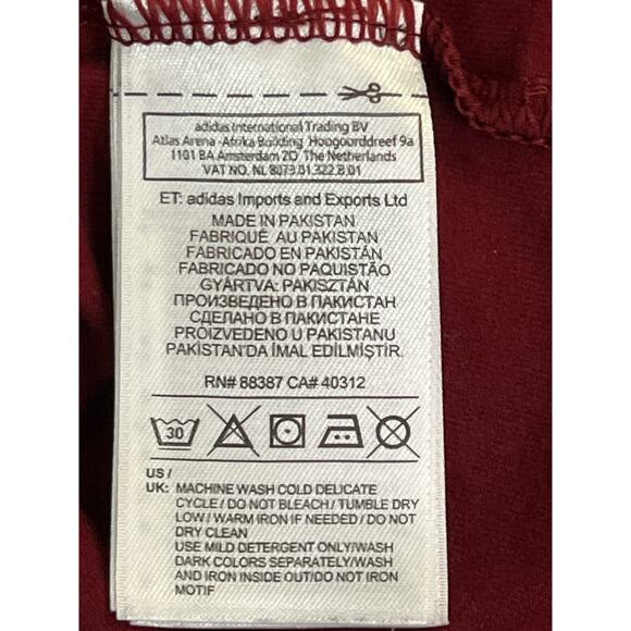 Adidas Originals Women’s 3-Stripes Burgundy Long Sleeve Trefoil T-Shirt M - Picture 5 of 6